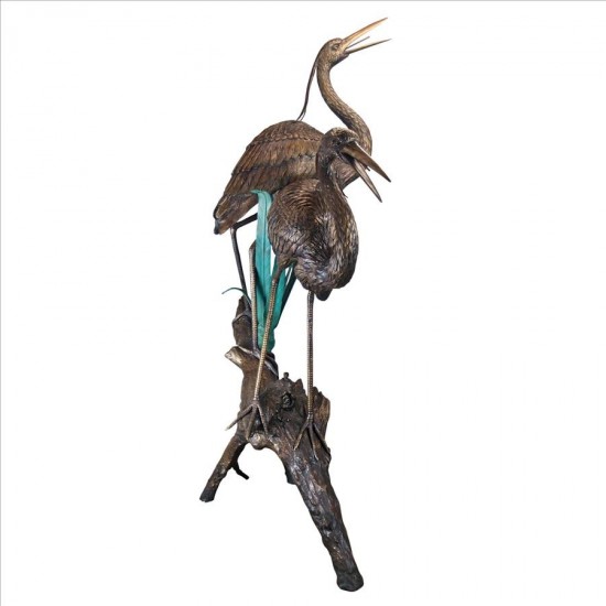 Design Toscano Two Herons On A Log Bronze Statue