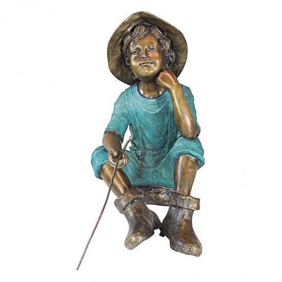 Design Toscano Fish Wish Fisherboy Bronze Statue