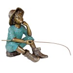 Design Toscano Fish Wish Fisherboy Bronze Statue