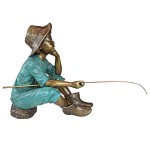 Design Toscano Fish Wish Fisherboy Bronze Statue