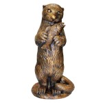 Design Toscano Standing Otter With Fish Bronze Statue