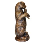 Design Toscano Standing Otter With Fish Bronze Statue