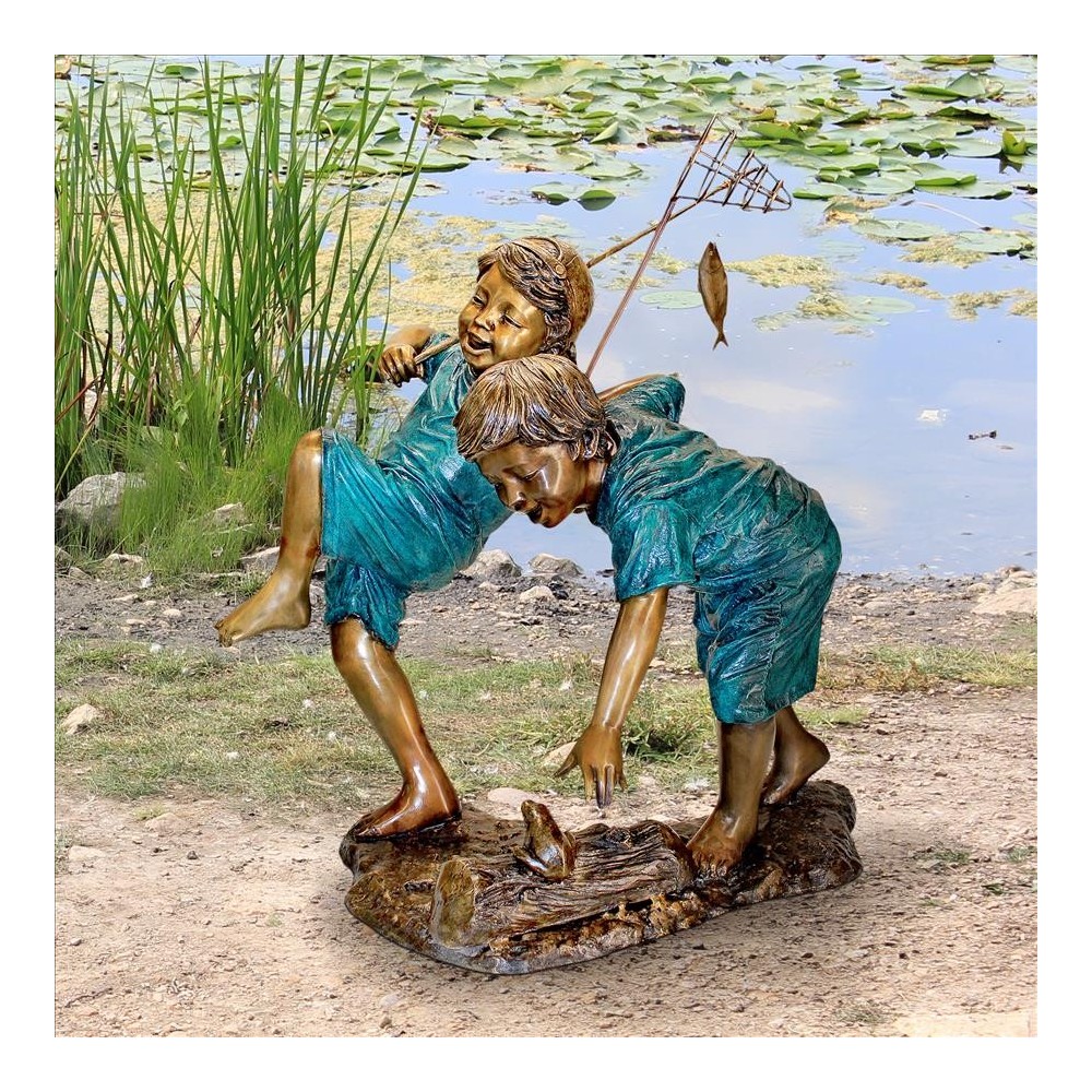 Design Toscano Double Trouble Fishing Boys Bronze