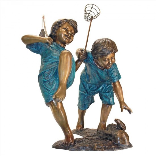 Design Toscano Double Trouble Fishing Boys Bronze