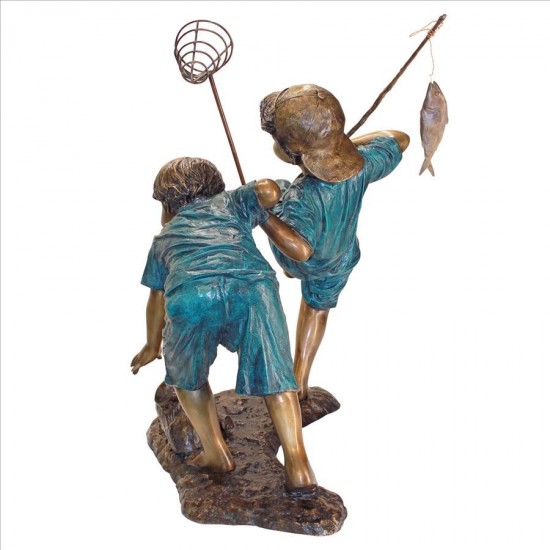 Design Toscano Double Trouble Fishing Boys Bronze