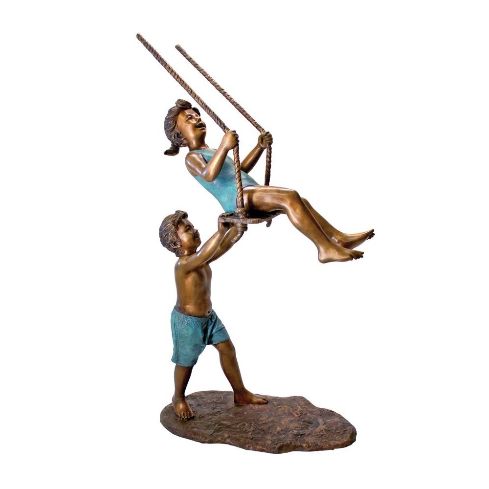 Design Toscano Swinging Children Bronze Statue