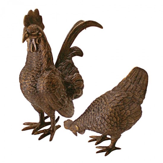 Design Toscano Rooster & Hen Statue Set