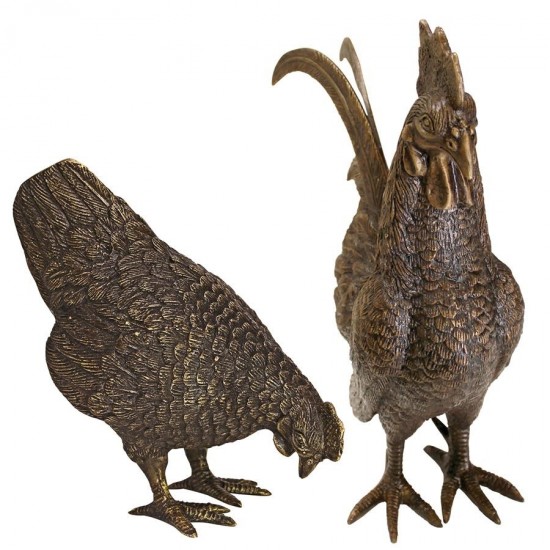 Design Toscano Rooster & Hen Statue Set