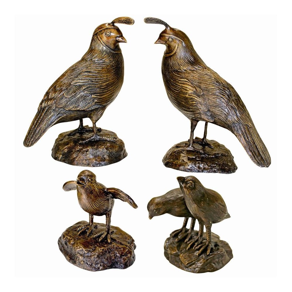 Design Toscano S/4 Bronze Quail Statues