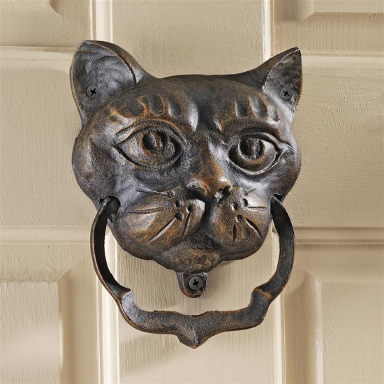 Design Toscano Black Cat Iron Door Knocker