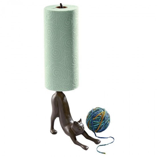 Design Toscano Kitty Crouch Iron Paper Towel Holder