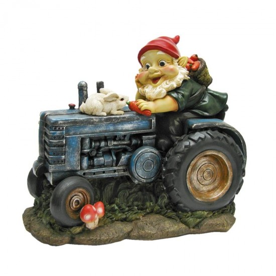 Design Toscano Bunny On Board Tractor Gnome Statue