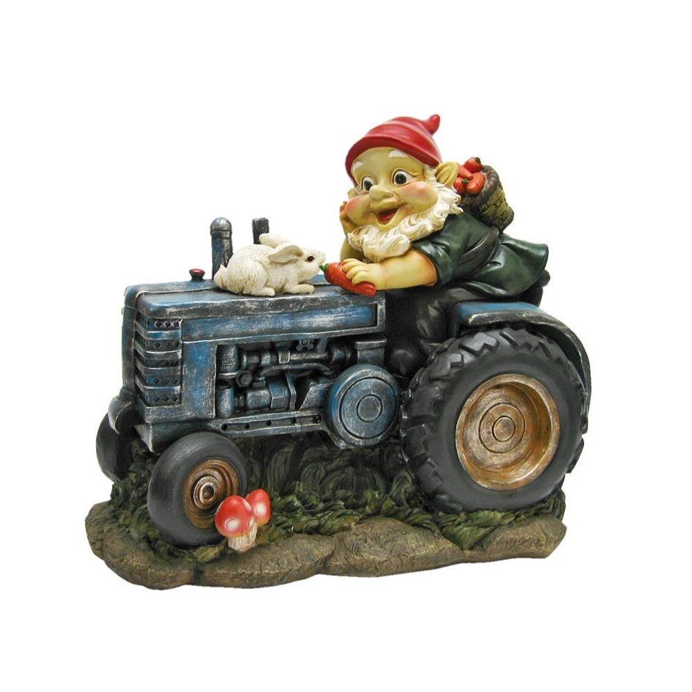 Design Toscano Bunny On Board Tractor Gnome Statue