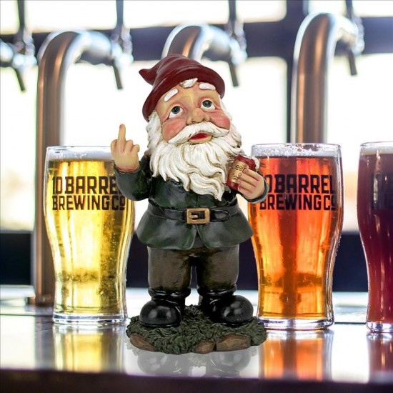 Design Toscano Foul Finger Tipsy Tim Garden Gnome