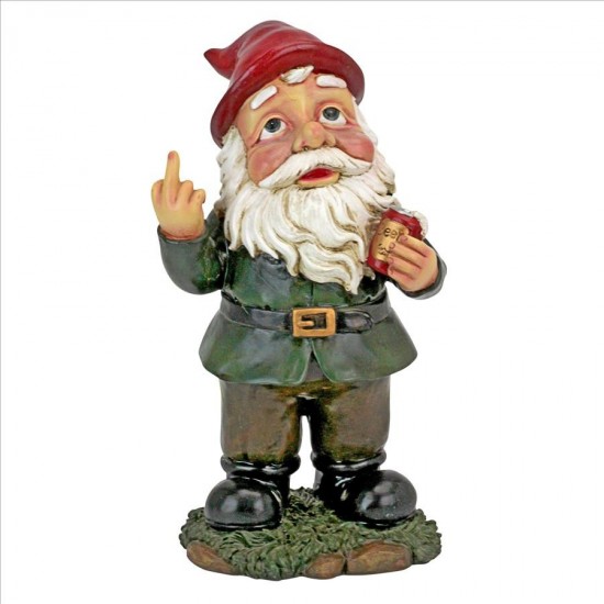 Design Toscano Foul Finger Tipsy Tim Garden Gnome