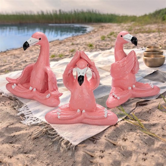 Design Toscano Large Zen Of Pink Flamingo Yoga Statues