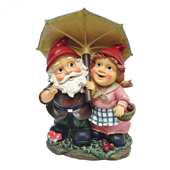 Design Toscano Rainy Day Gnomes Under Umbrella Statue