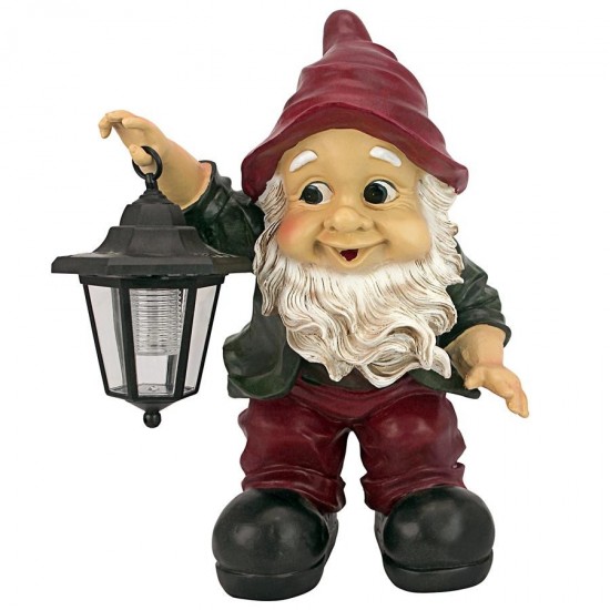 Design Toscano Edison With Solar Lantern Gnome Statue