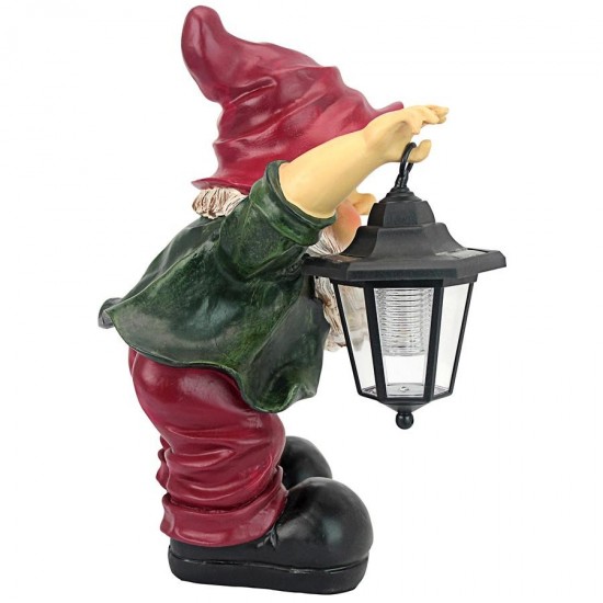 Design Toscano Edison With Solar Lantern Gnome Statue