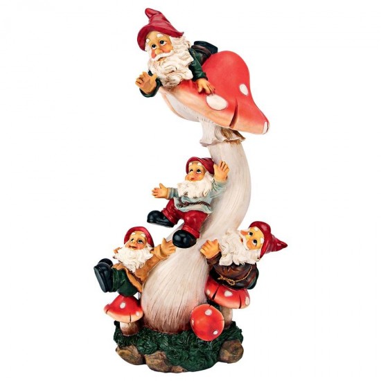 Design Toscano Topsy Turvy Garden Gnomes On Mushroom