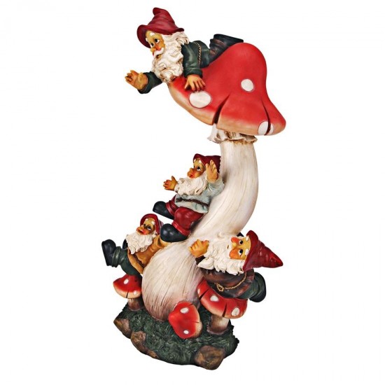 Design Toscano Topsy Turvy Garden Gnomes On Mushroom