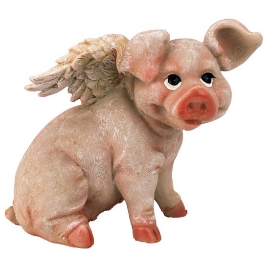 Design Toscano Flying Pig Statue Sitting