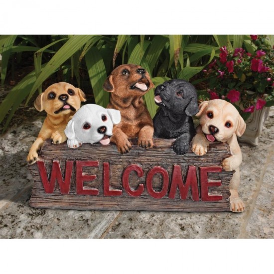 Design Toscano Puppy Parade Welcome Sign