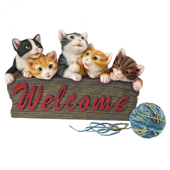 Design Toscano Kitten Kaboodle Welcome Sign