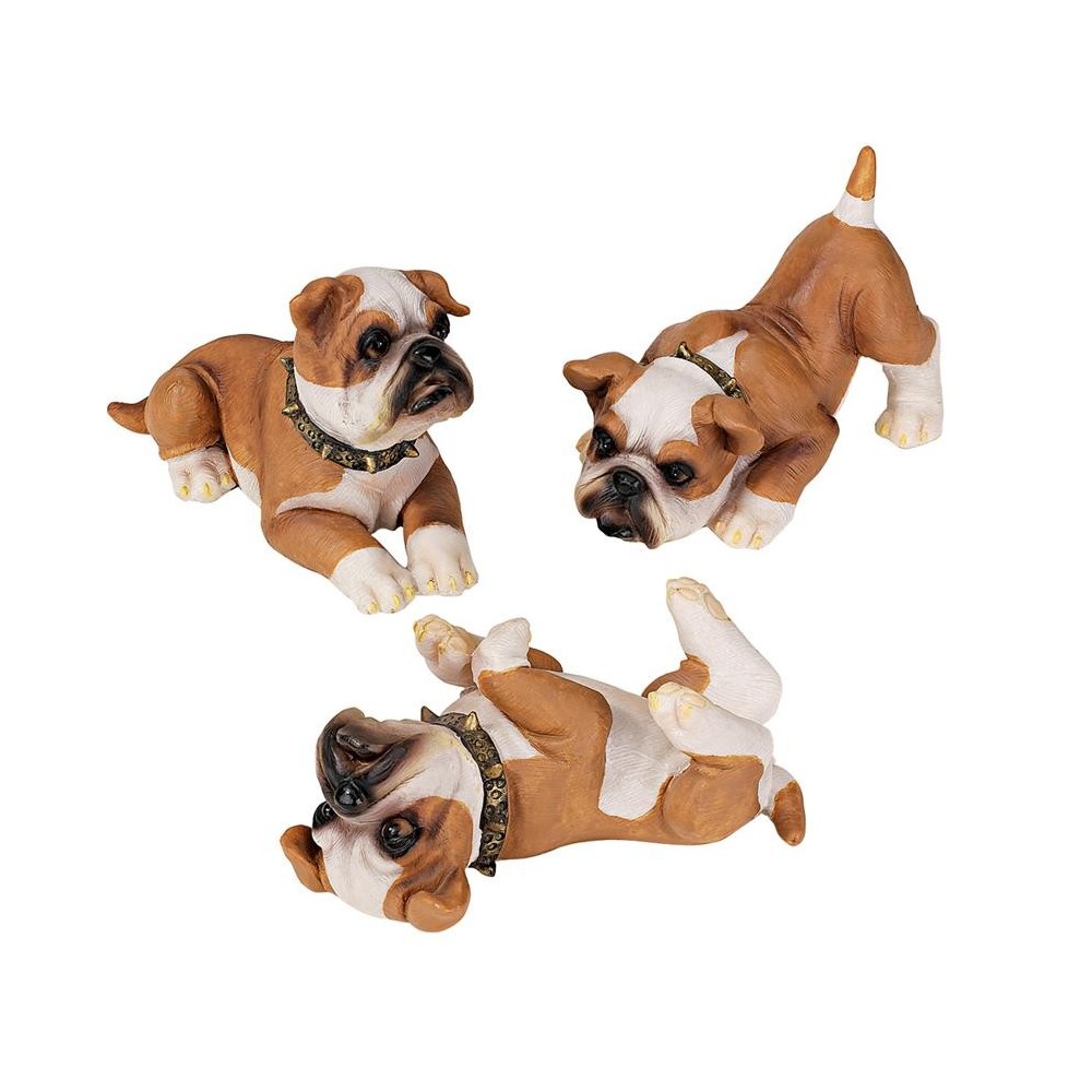 Design Toscano S/3 Stop Drop & Roll Bulldog Puppies