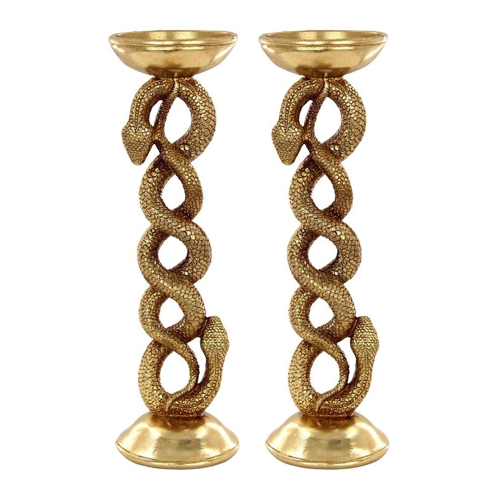 Design Toscano S/2 Entwined Snakes Candleholders