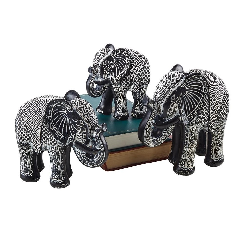 Design Toscano S/3 Black & White Elephants