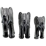 Design Toscano S/3 Black & White Elephants