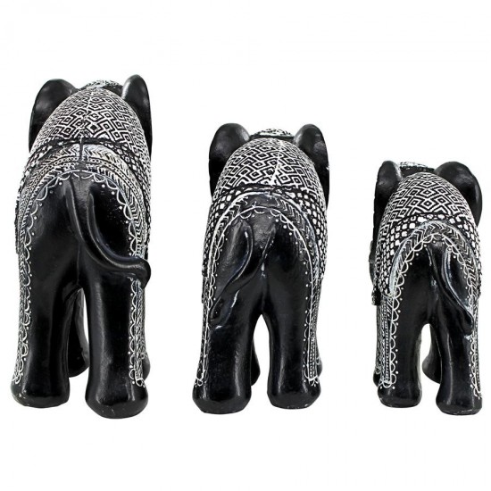 Design Toscano S/3 Black & White Elephants