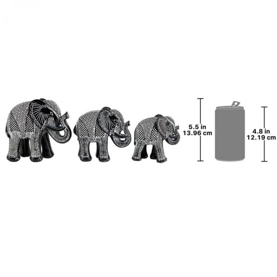 Design Toscano S/3 Black & White Elephants