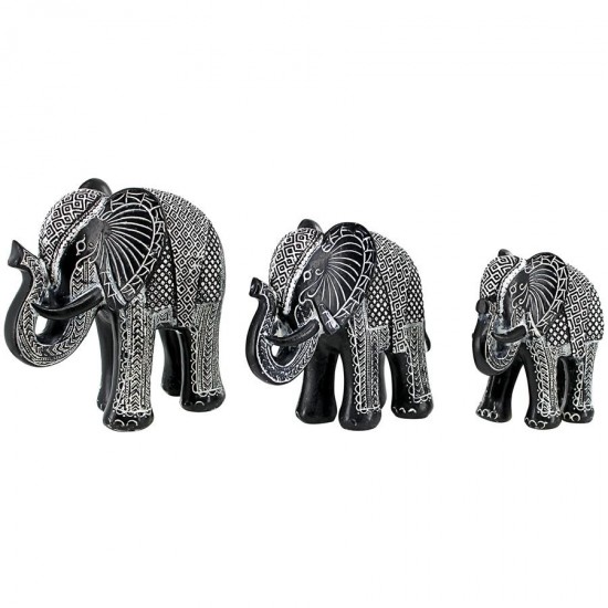 Design Toscano S/3 Black & White Elephants