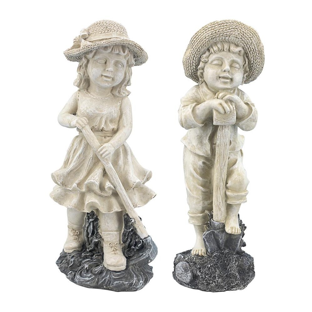 Design Toscano Set Of Medium Rebecca And Samuel Gardeners