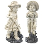 Design Toscano Set Of Medium Rebecca And Samuel Gardeners