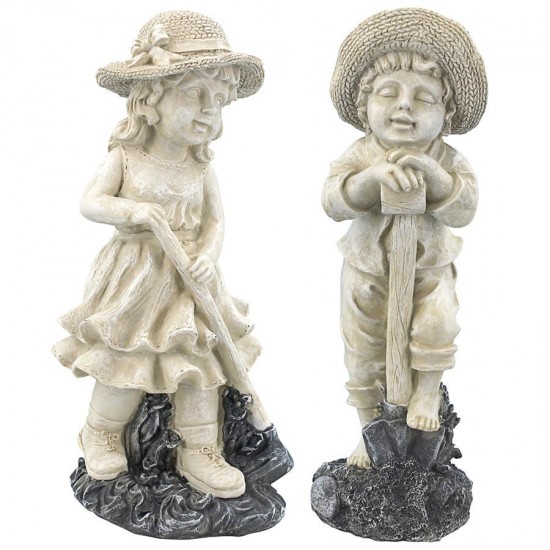 Design Toscano Set Of Medium Rebecca And Samuel Gardeners