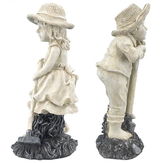 Design Toscano Set Of Medium Rebecca And Samuel Gardeners