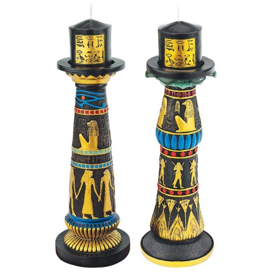 Design Toscano S/2 Temple Of Luxor Candle Holders