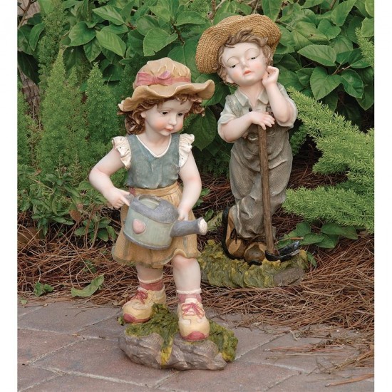 Design Toscano S/ Farmer Frank & Fanny Statues