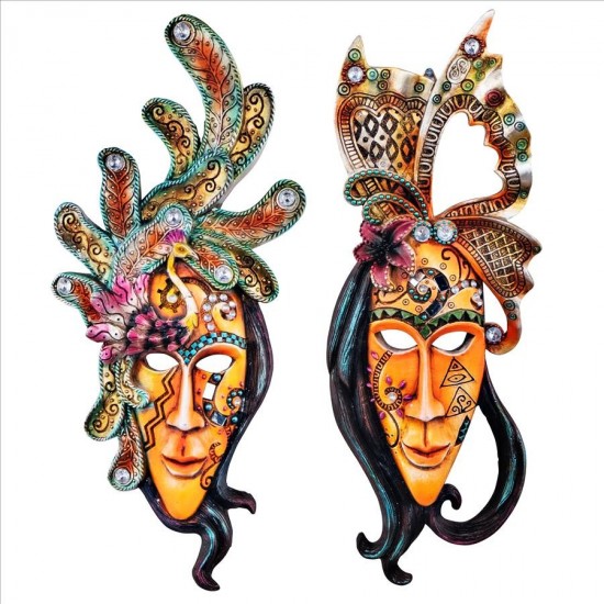 Design Toscano S/2 Masks With Butterfly & Peacock