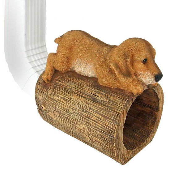 Design Toscano Golden Retriever On Log Rain Gutter