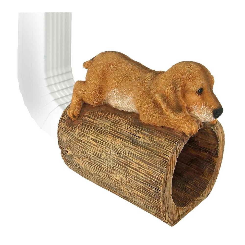 Design Toscano Golden Retriever On Log Rain Gutter Design Toscano Golden Retriever On Log Rain Gutter