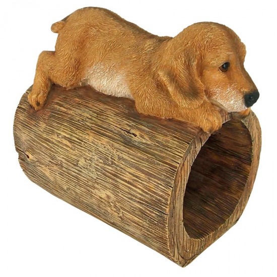 Design Toscano Golden Retriever On Log Rain Gutter