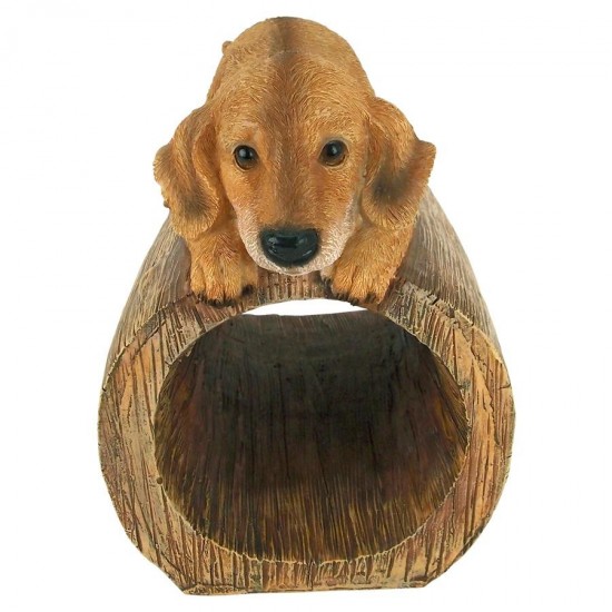 Design Toscano Golden Retriever On Log Rain Gutter