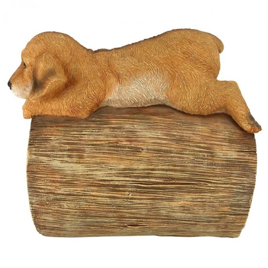 Design Toscano Golden Retriever On Log Rain Gutter