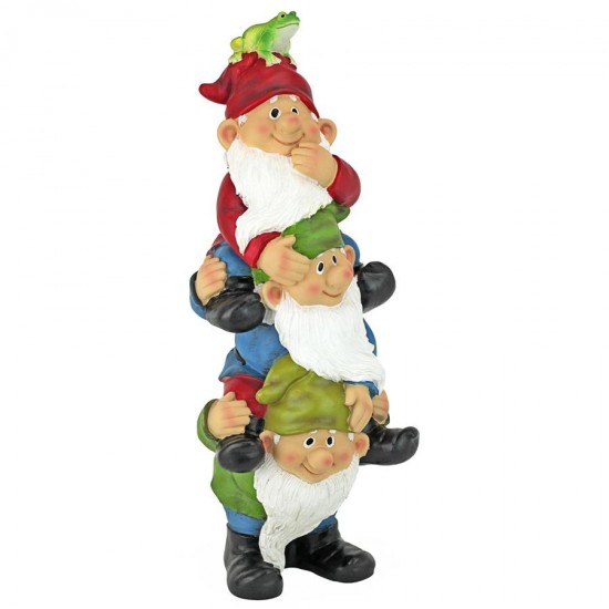 Design Toscano Tower Of 3 Gnomes And A Frog Statue