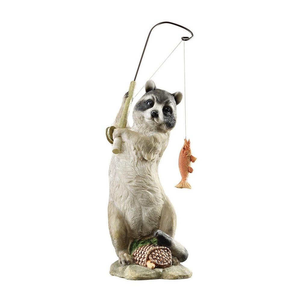 Design Toscano The Masked Fisherman Raccoon Statue