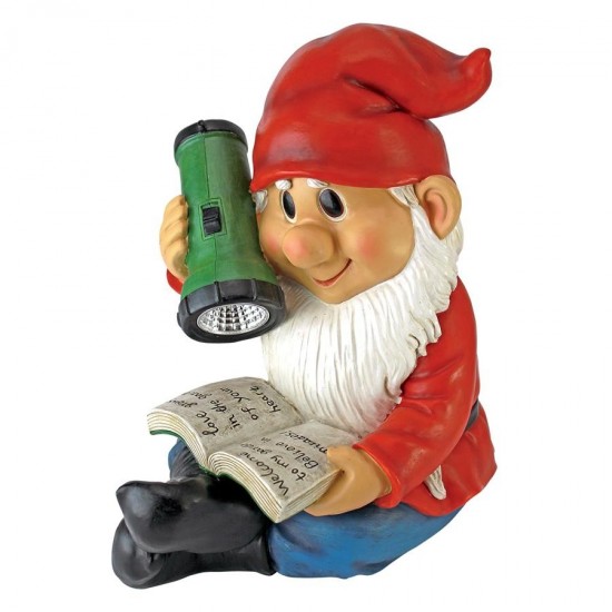 Design Toscano Flashlight Freddie Solar Gnome Statue